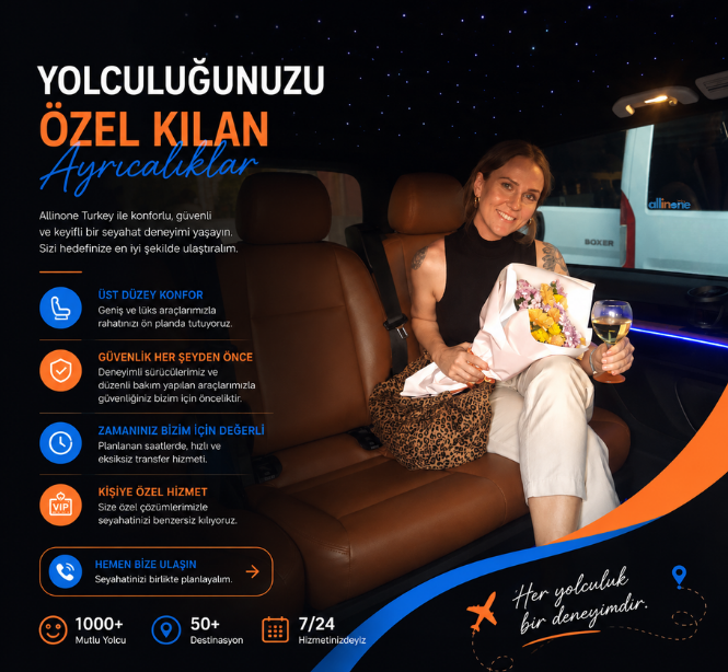 Dalaman Havalimanı Marmaris, Fethiye, Göcek, Akyaka, Datça, Kaş, Ölüdeniz, Antalya, Bodrum özel VIP transfer aracı